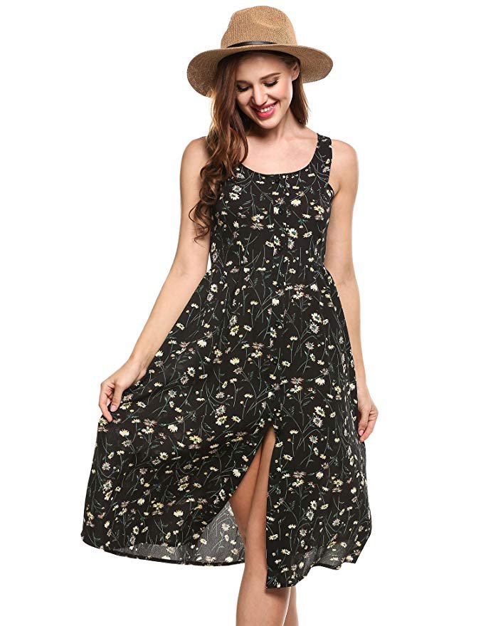 Floral Print Flowy Party A Line Midi Dress - Image 2