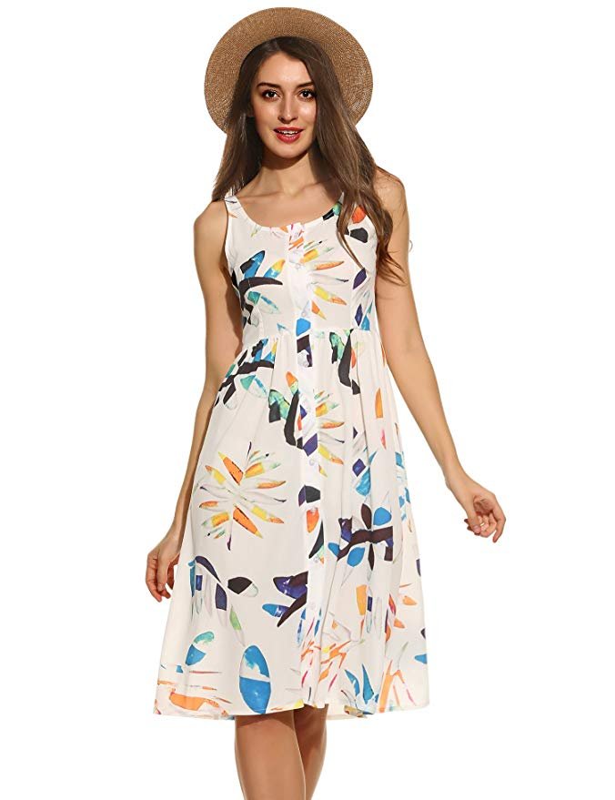 Floral Print Flowy Party A Line Midi Dress