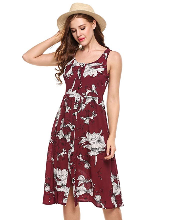 Floral Print Flowy Party A Line Midi Dress - Image 3