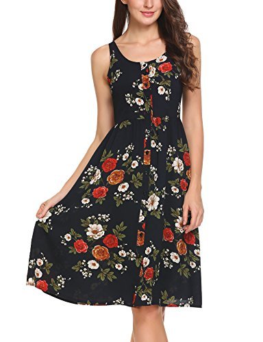 Floral Print Flowy Party A Line Midi Dress - Image 5