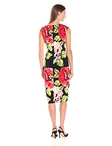 London Times Cap Sleeve Round Neck Midi Jersey Sheath Dress - Image 4