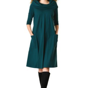 COWL NECK COTTON KNIT DRESS