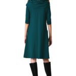 COWL NECK COTTON KNIT DRESS