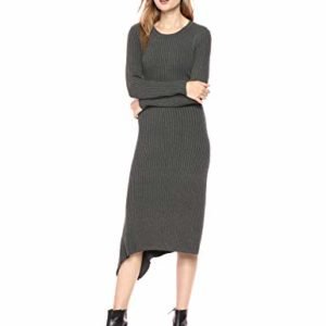 Handkerchief Hem Ribbed Winter Midi Dress