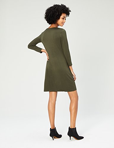 Jersey 3/4-Sleeve V-Neck T-Shirt Midi Dress for Winter - Image 2