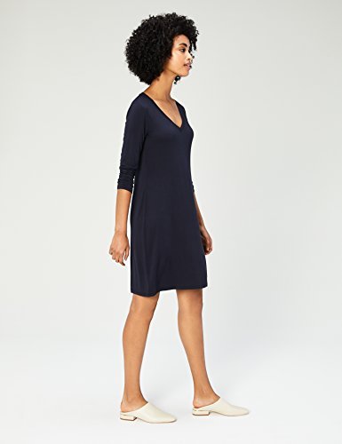 Jersey 3/4-Sleeve V-Neck T-Shirt Midi Dress for Winter - Image 3