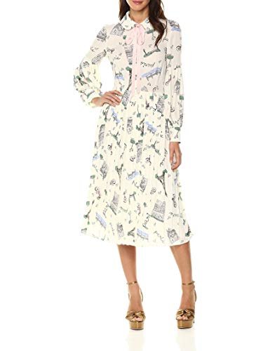 Dear Drew by Drew Barrymore Women's The Cubist Long Sleeve Tie Neck Pleated Dress - Image 3