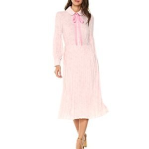 Dear Drew by Drew Barrymore Women's The Cubist Long Sleeve Tie Neck Pleated Dress