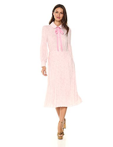 Dear Drew by Drew Barrymore Women's The Cubist Long Sleeve Tie Neck Pleated Dress
