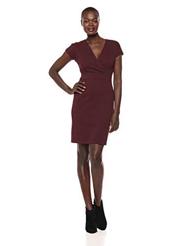 Amazon Brand - Lark & Ro Women's Cap Sleeve Faux Wrap Sheath Dress