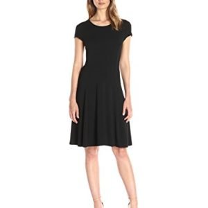 Amazon Brand - Lark & Ro Women's Cap Sleeve Knit Fit and Flare Dress
