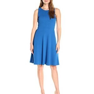 Amazon Brand - Lark & Ro Women's Sleeveless Fit and Flare Dress with Overlapping Waist