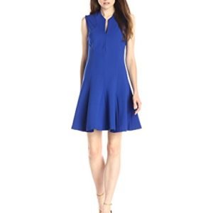 Lark & Ro. Women's Split-Neck Fit-and-Flare Dress