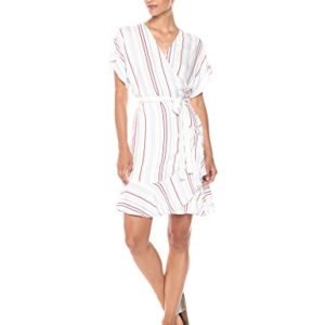 PARIS SUNDAY Women's Printed Ruffle Hem Wrap Dress