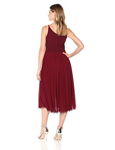 Dress the Population Women's Alicia Plunging Mix Media Sleeveless Fit and  Flare Midi Dress - Midi Length Dress Deals & Offers