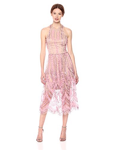 Dress the Population Women's Valerie Halter Top Floral Lace Midi Dress