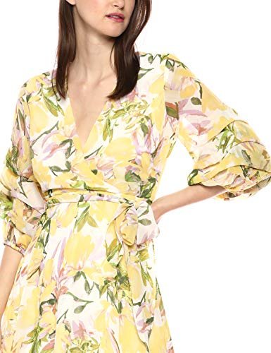 Gabby Skye Women's Elbow Sleeve V Neck Midi A-line Dress - Image 4