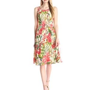 Gabby Skye Women's Sleeveless Chiffon Floral Dress