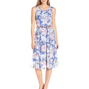 Gabby Skye Women's Sleeveless Floral Chiffon Dress