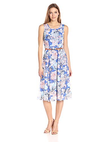 Gabby Skye Women's Sleeveless Floral Chiffon Dress