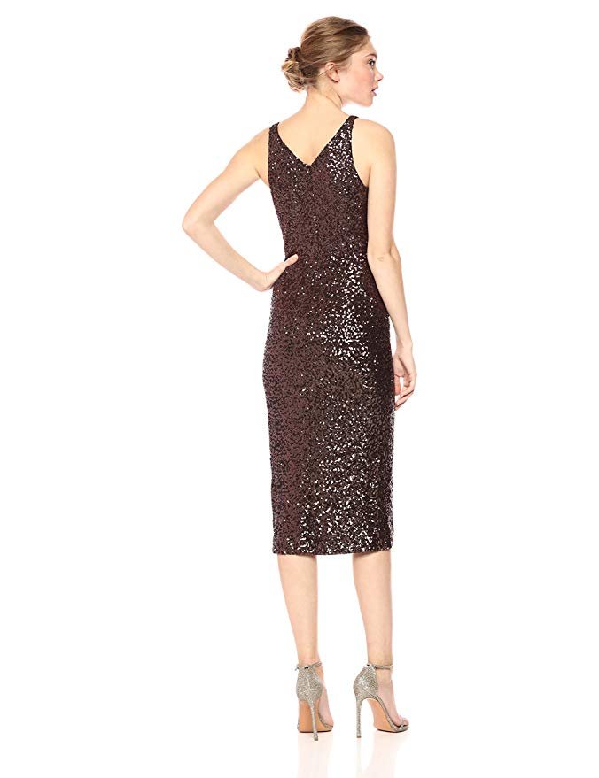 Dress the Population Women's Camilla Plunging Sequin Sleeveless Bodycon Midi Sheath Dress - Image 2