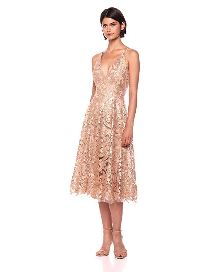 Dress the Population Women's Blair Plunging Fit and Flare Midi Dress - Image 5