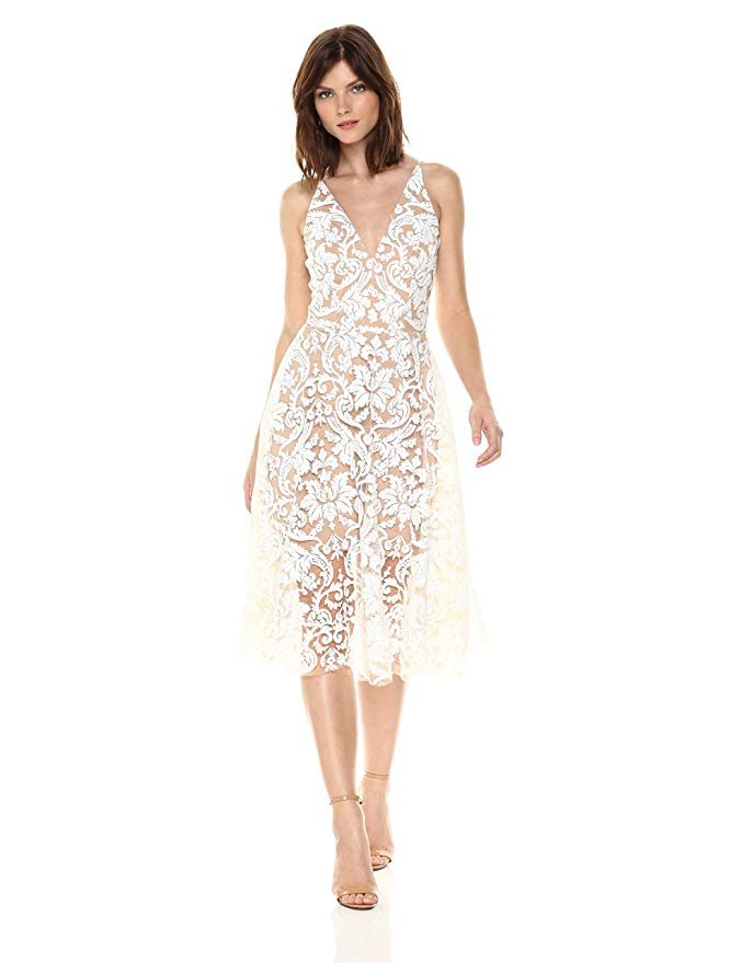 Dress the Population Women's Blair Plunging Fit and Flare Midi Dress - Image 9