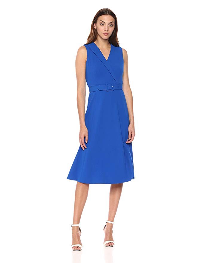 Calvin Klein Women's Sleeveless Belted Fit and Flare Dress - Image 3