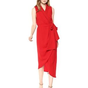 Classic V Neck Wrap Dress in Midi Length