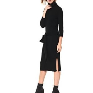 Turtleneck Ribbed Sweater Midi Dress